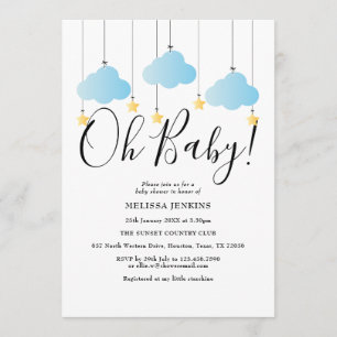 Invitation Oh Bébé Scintille Scintille Bébé Bleu Sprinkle