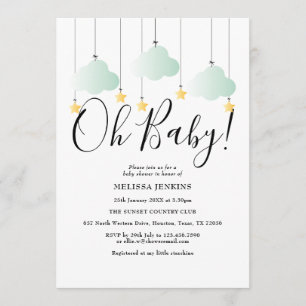 Invitation Oh Bébé Scintillement Scintillement Vert Fête de B