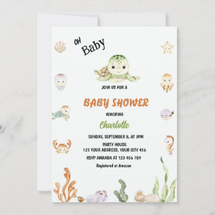 Invitation Oh Bébé Sous Le Baby shower De Mer
