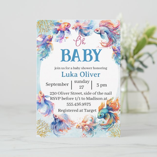 Invitation oh bébé sous le baby shower de poisson de mer (Créateur téléchargé)
