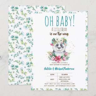 Invitation Oh Bébé Un Petit Ours Est Sur Le Chemin Panda Douc