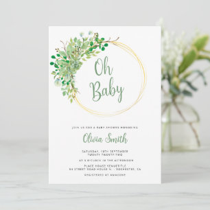 Invitation Oh bébé verdure or genre neutre baby shower