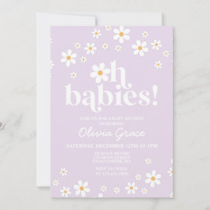 Invitation Oh Bébés! Fête de naissance bébé fille lilas daisy