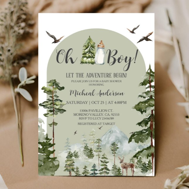 Invitation Oh Boy Adventure Pine Forest Baby shower de Noël (Créateur téléchargé)