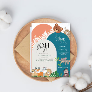 Invitation Oh Boy Aquarelle Bois Ours Baby shower