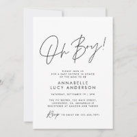 oh Boy baby shower script crème neutre élégant