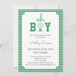 Invitation Oh Boy Bandes Vertes Golf Fête de Naissance