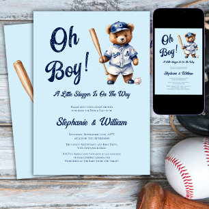 Invitation Oh Boy Baseball Baby Shower Ourson Mignon