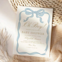 Oh boy Bleu Ruban Cute Baby shower élégant