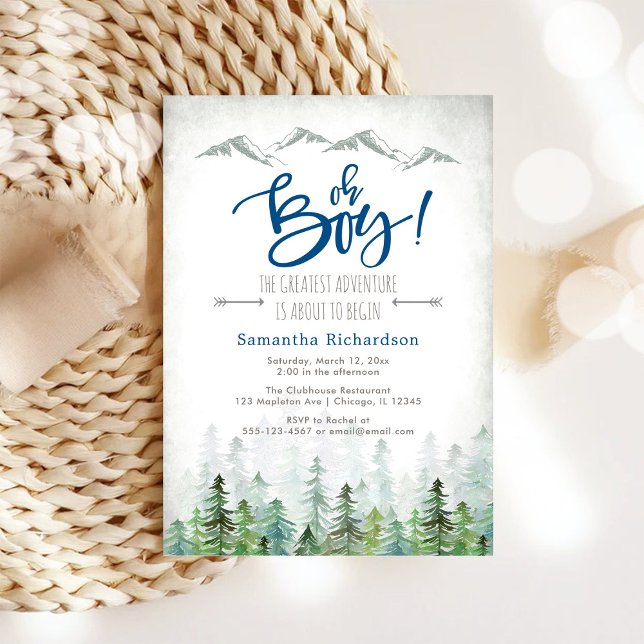 Invitation Oh Boy Let's Adventure Begin Forest Baby Shower  (Créateur téléchargé)