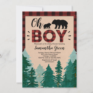 Invitation Oh Boy Lumberjack Baby shower