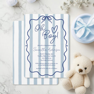 Invitation Oh Boy mignon Whimsical Baby shower bleu Invitatio