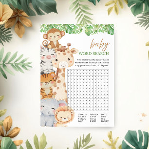 Invitation Oh Boy! Safari Baby Shower   Jeu de Mots Cachés po
