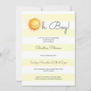 Invitation Oh Boy Une Petite Rayon de Soleil Baby Shower