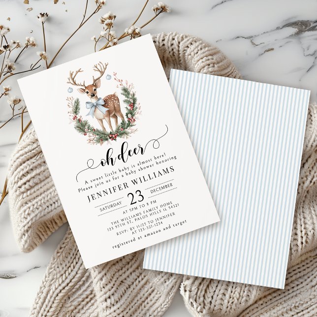 Invitation Oh cerf arc hiver Noël bébé garçon douche (Créateur téléchargé)