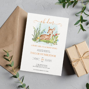 Invitation Oh cerf Fleurs de Baby shower de printemps Invita