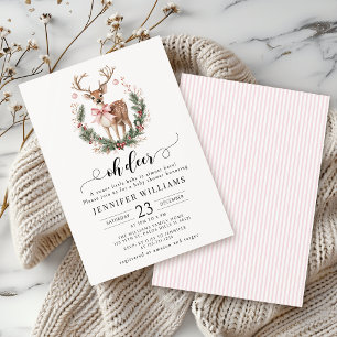 Invitation Oh cerf hiver couronne Noël bébé fille douche
