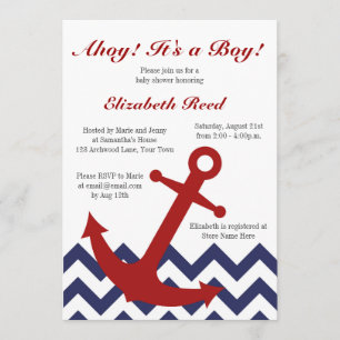Invitation Oh ! C'est un garçon ! Baby shower nautique de