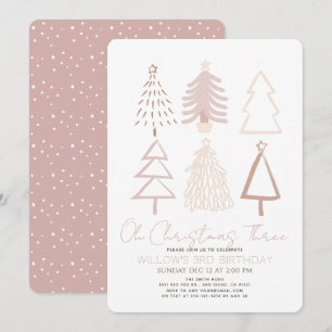 Invitation Oh Christmas Three Boho Arbres Roses 3ème Annivers