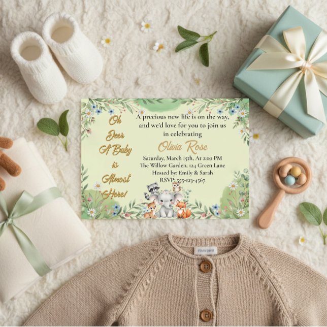 Invitation Oh Deer | Baby shower des animaux forestiers (Créateur téléchargé)