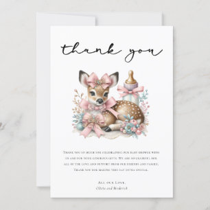 Invitation Oh Deer ! Merci rose en Baby shower
