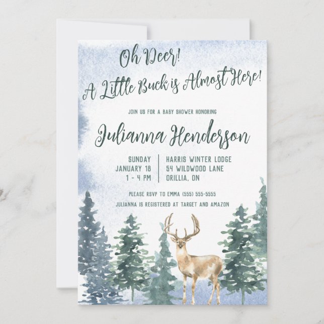 Invitation Oh Deer ! Un Petit Buck est presque là ! Baby show (Devant)