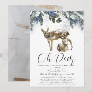 Invitation Oh Deer Winter Foliing & Blueberries Baby shower