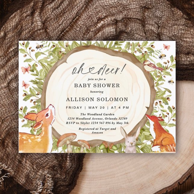 Invitation Oh Deer Woodland Baby shower Forêt Animal (Créateur téléchargé)