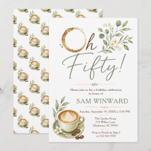 Invitation Oh Fifty Green Botanical Café Anniversaire