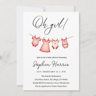 Invitation Oh fille Baby shower rose