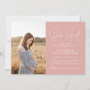 Invitation oh fille baby shower rose élégant photo