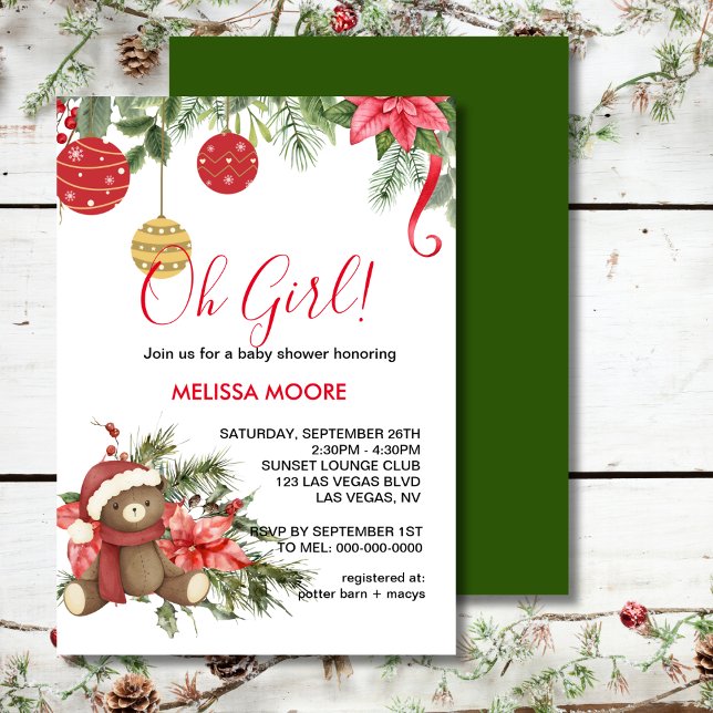 Invitation Oh fille Noël baby shower d'hiver (Créateur téléchargé)