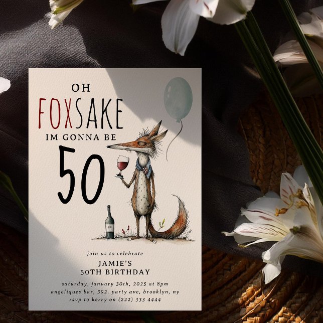 Invitation Oh Foxsar' drôle Whimsical Adult Anniversaire (Créateur téléchargé)
