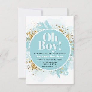Invitation Oh garçon Baby shower aquarelle Parties scintillan