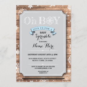 Invitation OH GARÇON Baby shower Wood Winter Sprinkl Invitati