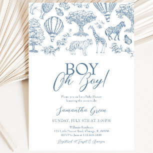 Invitation Oh Garçon Bleu Chinoiserie Safari Baby Shower