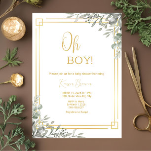 Invitation Oh Garçon Elegant Verdure & Baby shower Or
