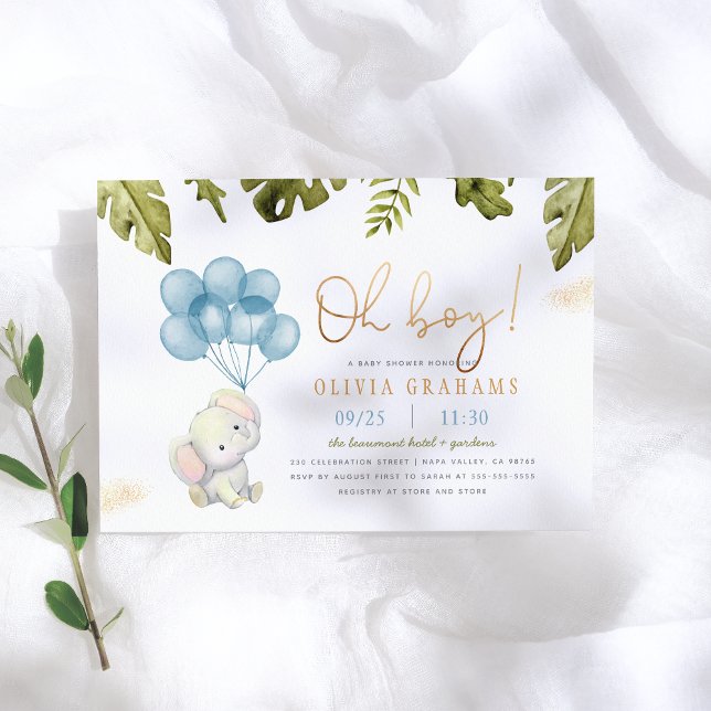 Invitation Oh garçon éléphant & ballons baby shower de la jun (Créateur téléchargé)