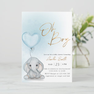 Invitation Oh garçon Elephant bleu ballon garçon Baby shower