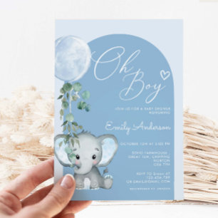 Invitation Oh Garçon Elephant Garçon Avec Baby shower Balloon