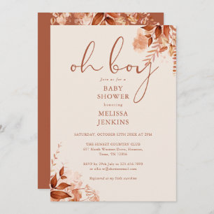 Invitation Oh garçon Floral Automne Baby shower d'automne