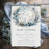 Oh garçon lapin lapin bleu Floral Baby shower de c