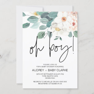Invitation Oh garçon mignon Baby shower fête Blush Floral