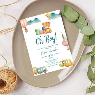 Invitation Oh garçon mignon Baby shower ours en peluche