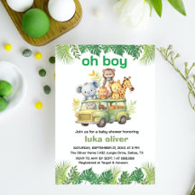 oh garçon mignon jungle safari animaux baby shower