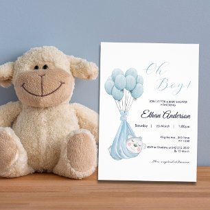 Invitation Oh garçon mignonne ours Baby shower de ballon Invi