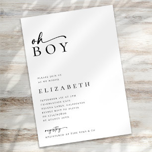 Invitation Oh garçon Moderne minimaliste Baby shower de scrip