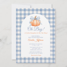 Oh Garçon Petit Citrouille Baby Shower à carreaux