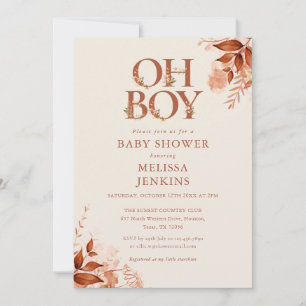 Invitation Oh garçon Rustique Floral Automne Baby shower d'au
