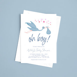 Invitation Oh Garçon Stork Bébé Fête Prénatale